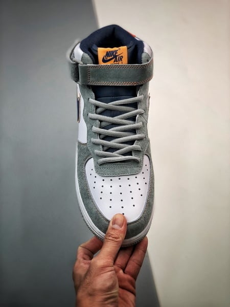 Air Force 107 Mid Cinzento e Azul Camurca - Vista 6