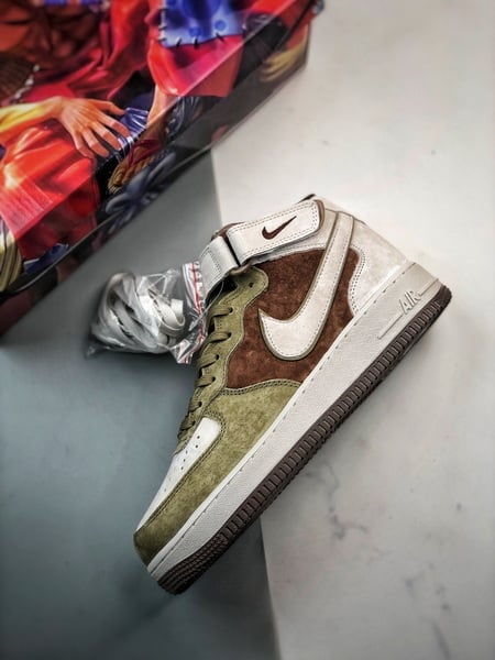 Air Force 107 Mid Bege Marrom e Verde Camurca - Vista 8