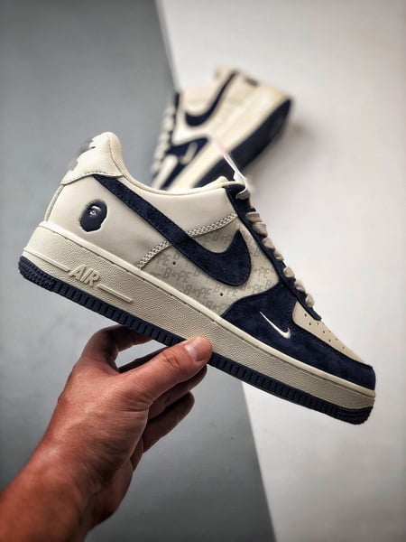 Bape x Air Force 1 Low Bege, Azul Escuro e Patchwork - Vista 7