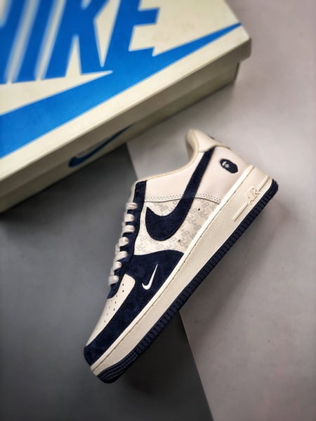 Bape x Air Force 1 Low Bege, Azul Escuro e Patchwork - Vista 8