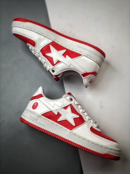 Bape x Air Force 1 Sta Low Vermelho e Branco Verniz - Vista 7