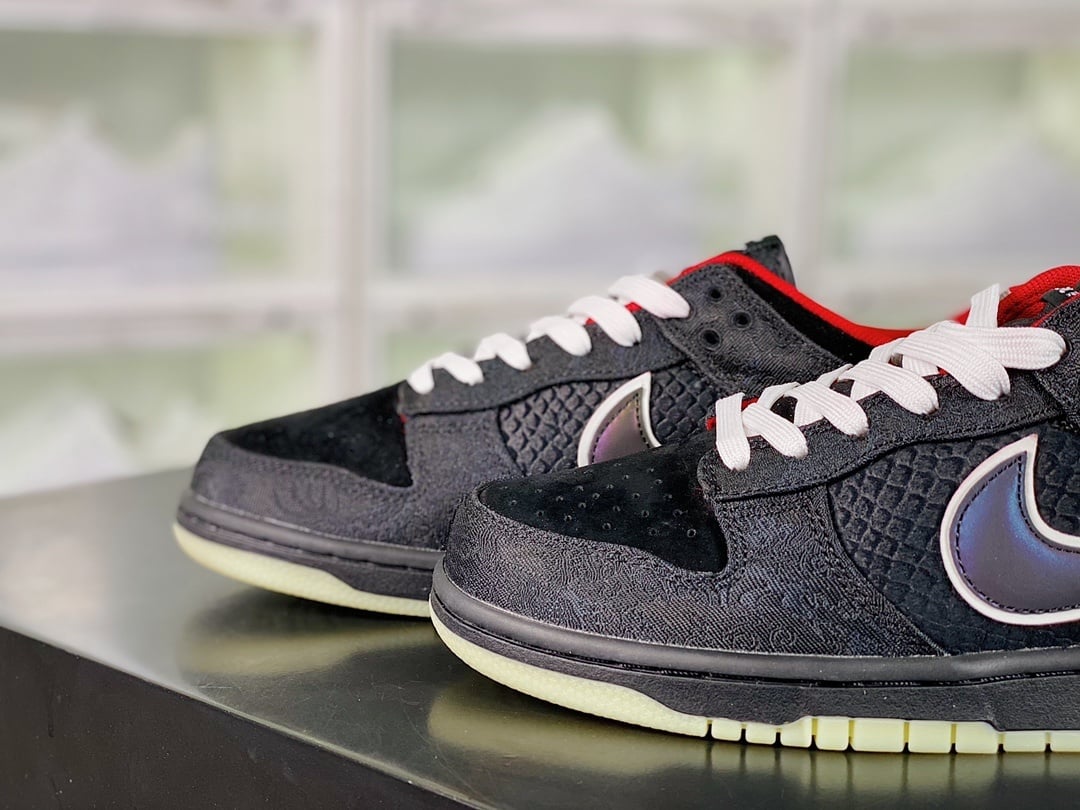 NK Dunk Low LPL Preto e Vermelho Silk Dragon - Vista 8