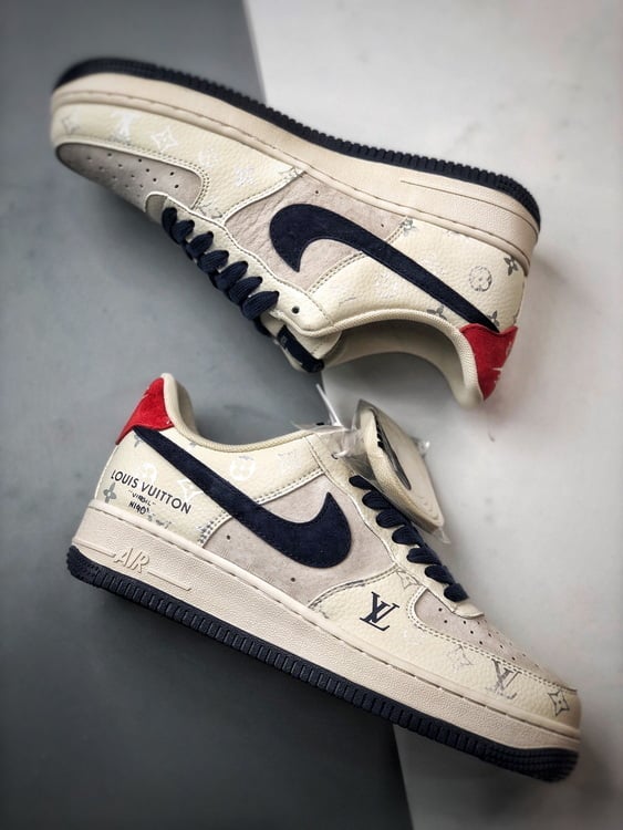 LV x Air Force 1 Low Cinza, Azul e Vermelho - Vista 6
