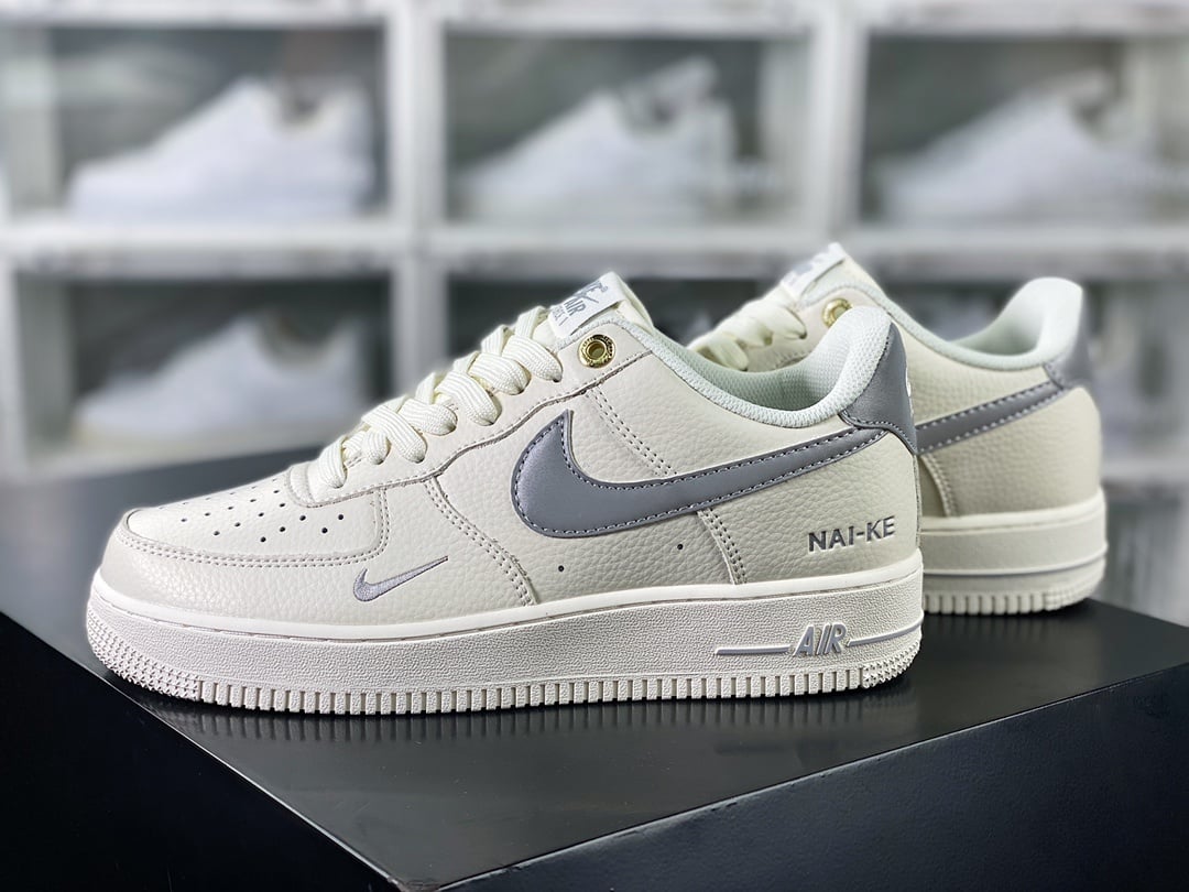 Nike Leather Creme, Prata e Cinza Hook - Vista 2