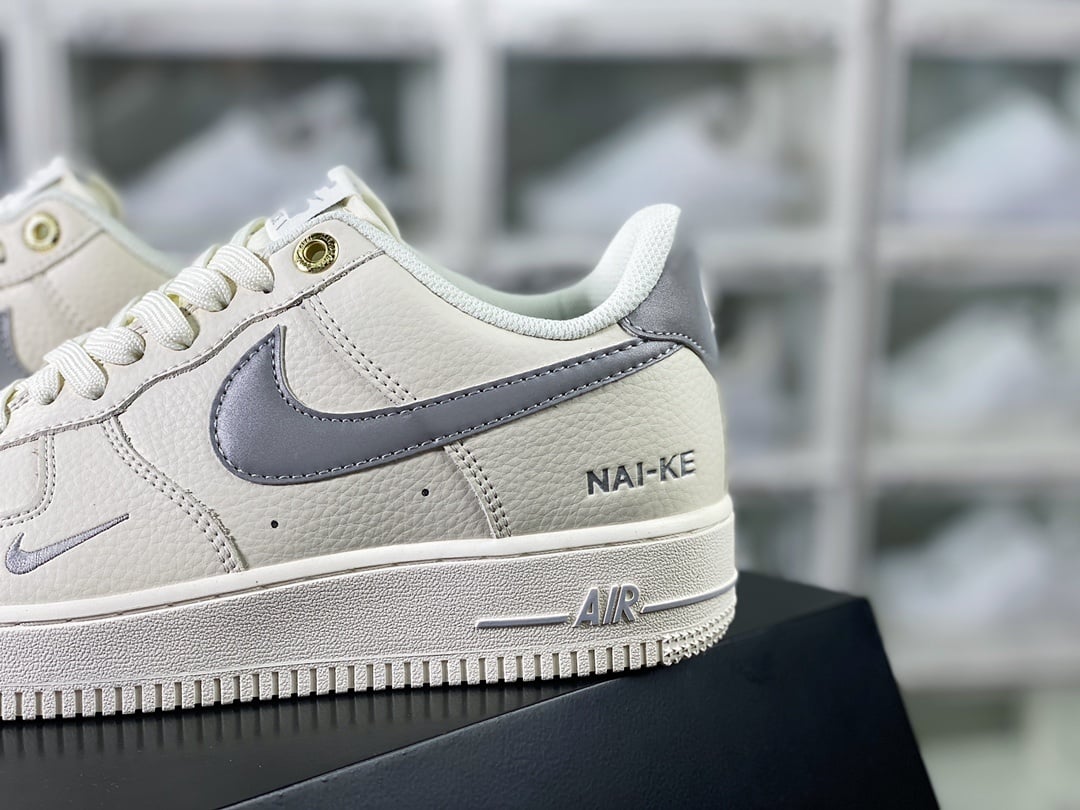 Nike Leather Creme, Prata e Cinza Hook - Vista 9