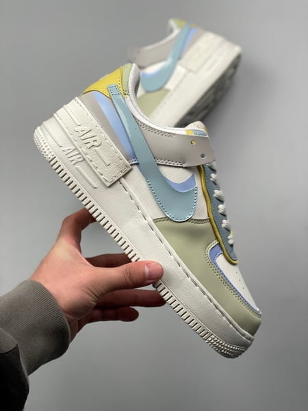Nike Air Force 1 Low Shadow Branco Azul e Amarelo - Vista 7
