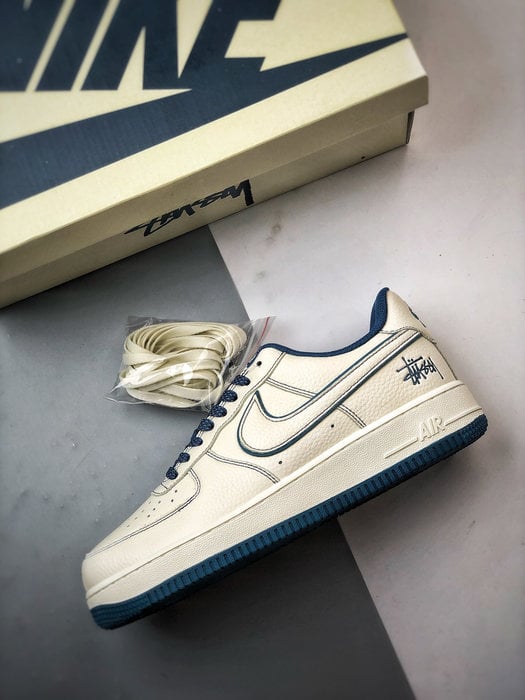 Stussy x Air Force 1 Low Branco e Azul - Vista 8