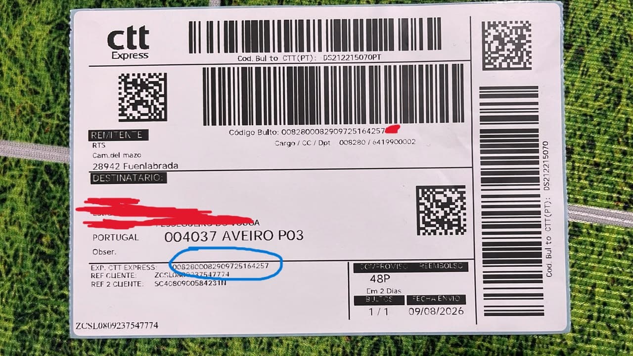 Exemplo de onde encontrar o código de rastreio e como o usar