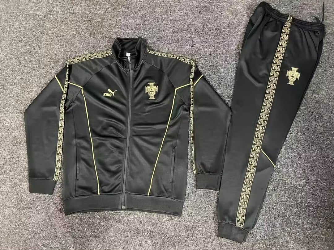 Fato de Treino Seleção Portugal 2026 Preto e Dourado Fecho Completo - Vista 1