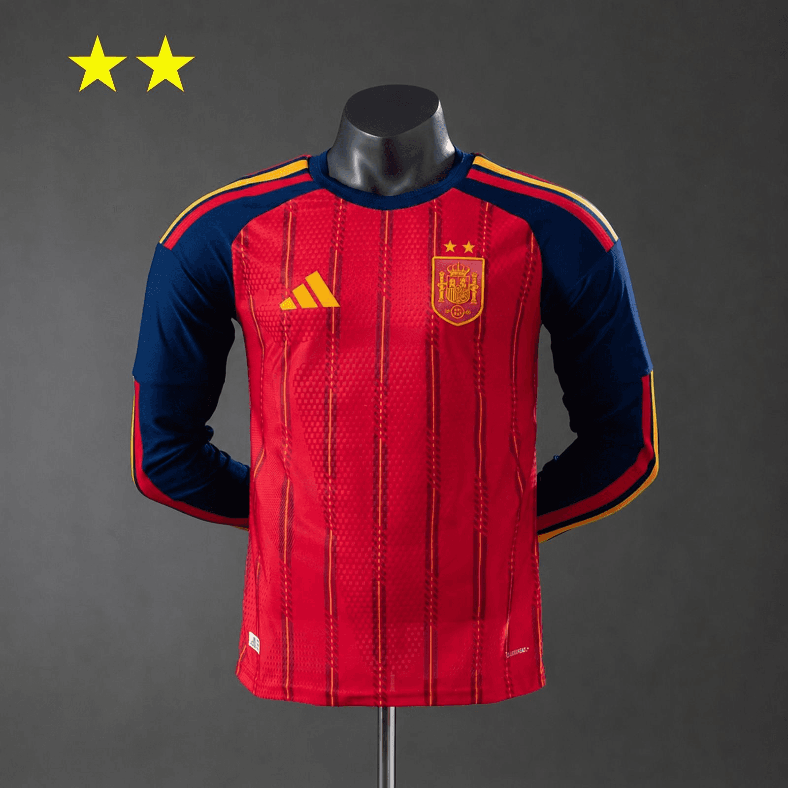 Camisola Espanha 2026 Principal Edição Campeão 2 Estrelas Versão Jogador Manga Comprida