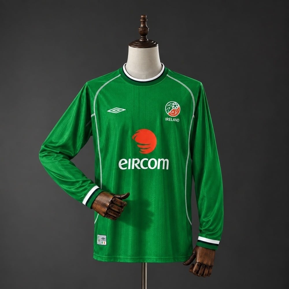 Camisola Irlanda 2002 Principal Retro Manga Comprida - Vista 1