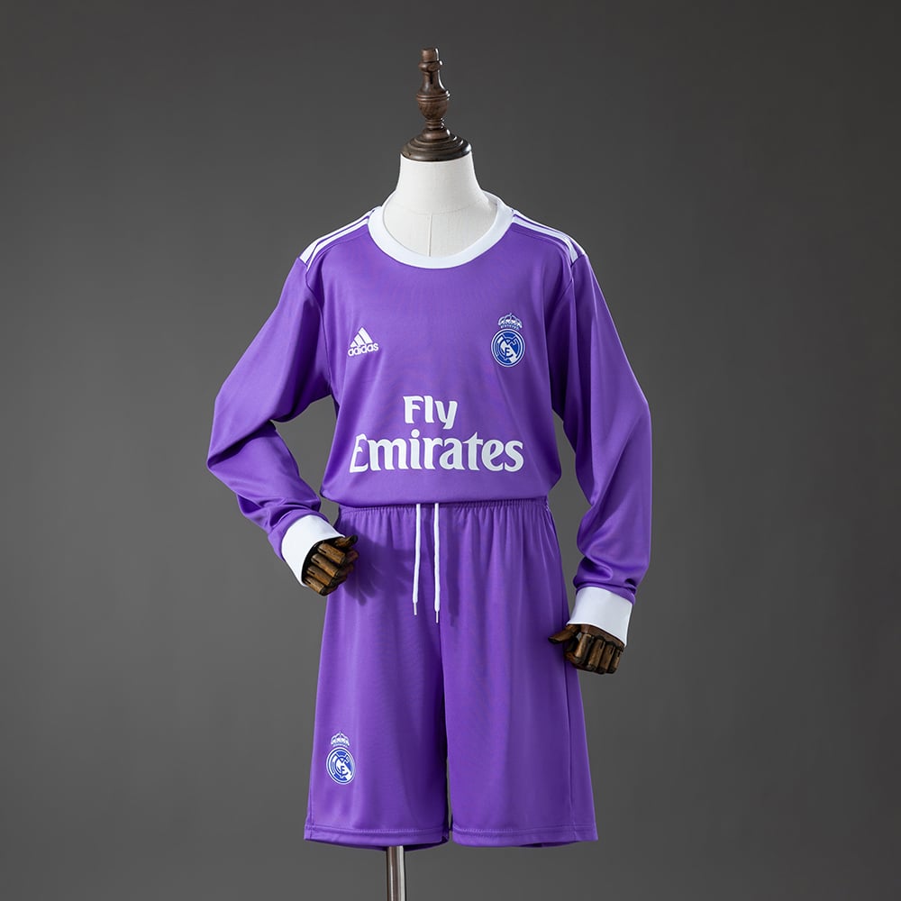 Camisola Fora Retro Real Madrid Manga Comprida 2016/2017 Criança - Vista 1