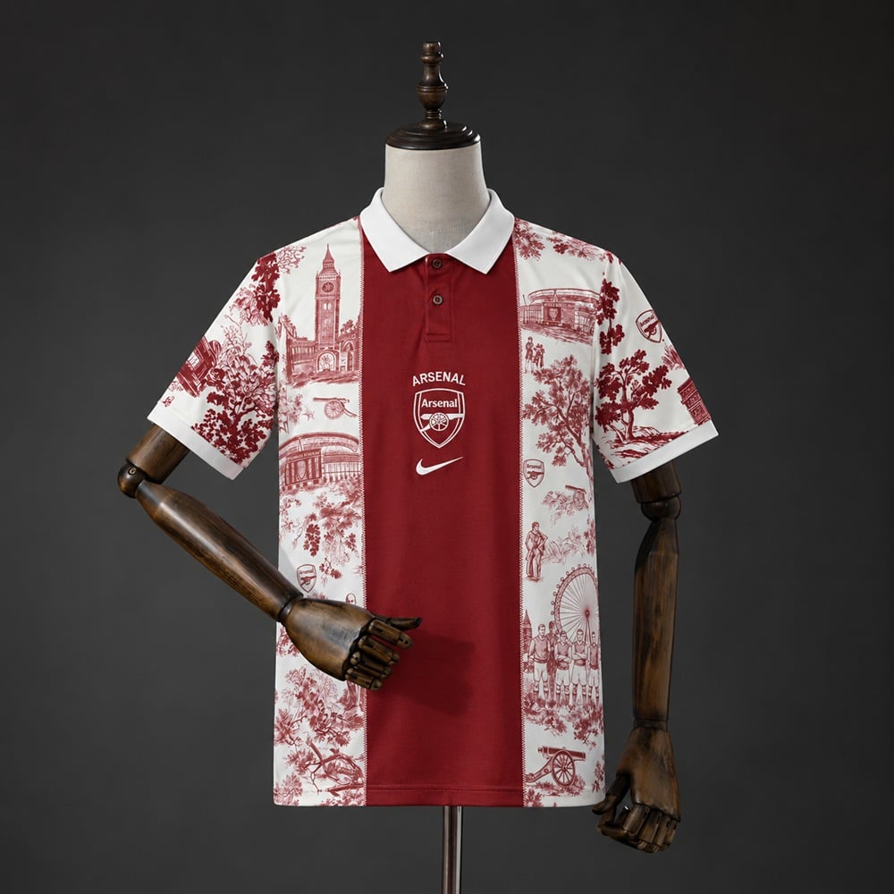 Polo Arsenal 2026/2027 Vermelha e Branca - Vista 1