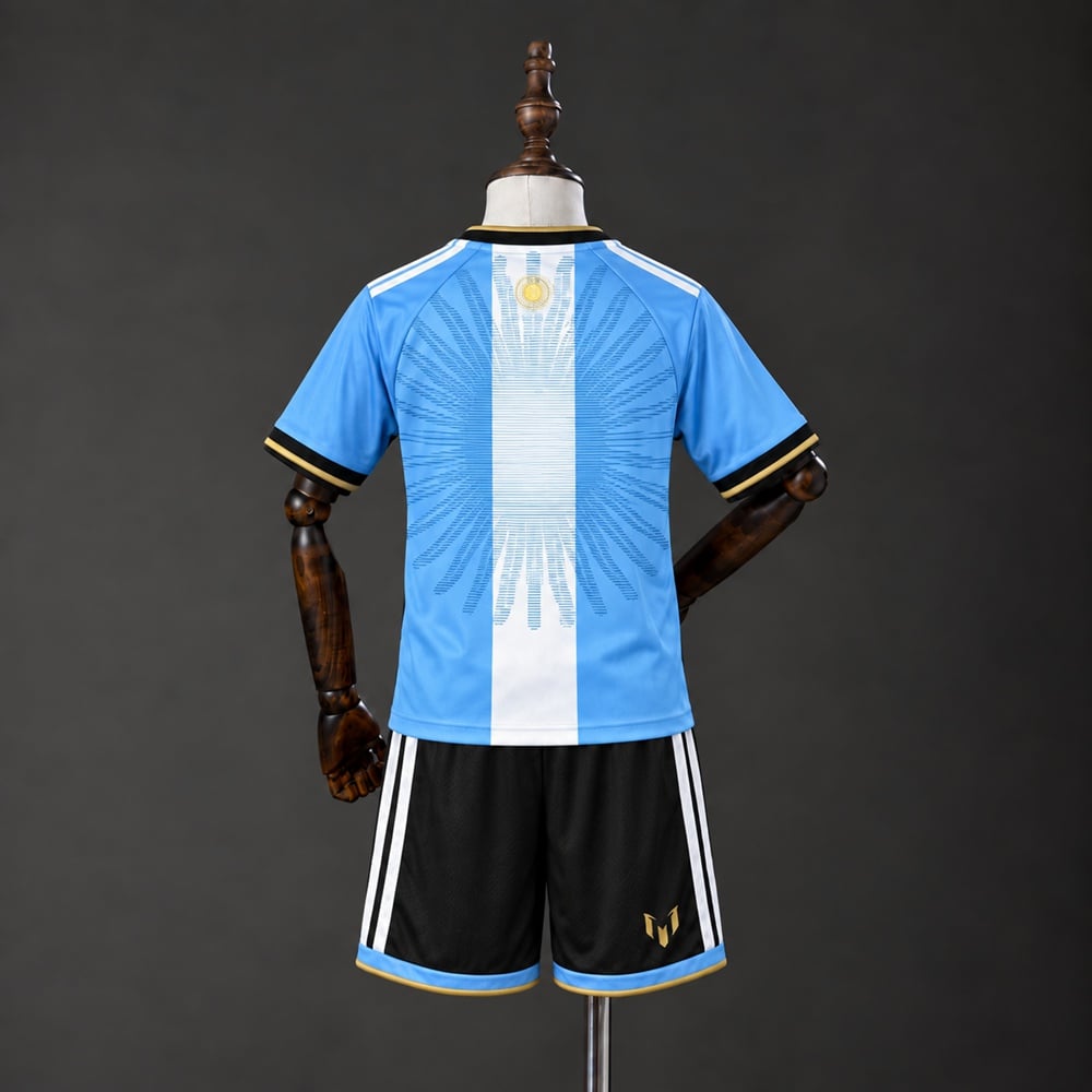 Kit Criança Argentina 2026 Messi Retirement Edition Azul - Vista 2