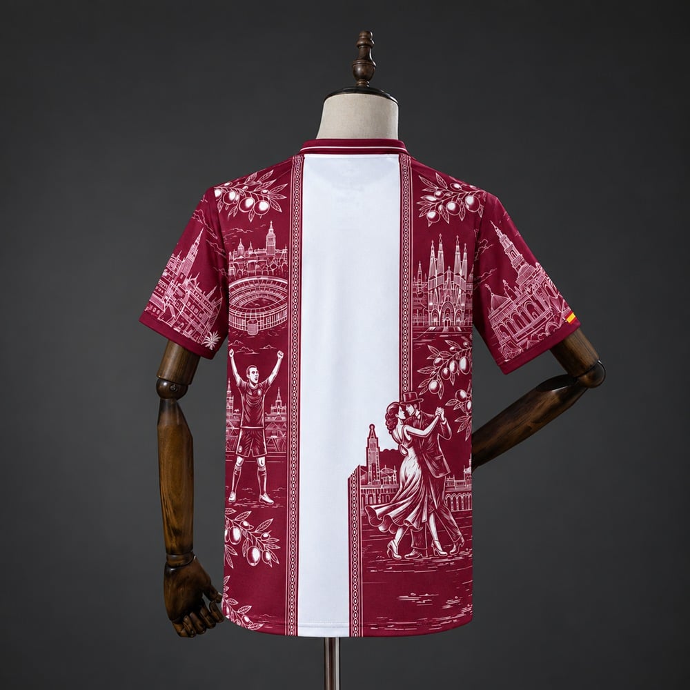 Polo Espanha 2026/2027 Vermelho e Branco - Vista 2