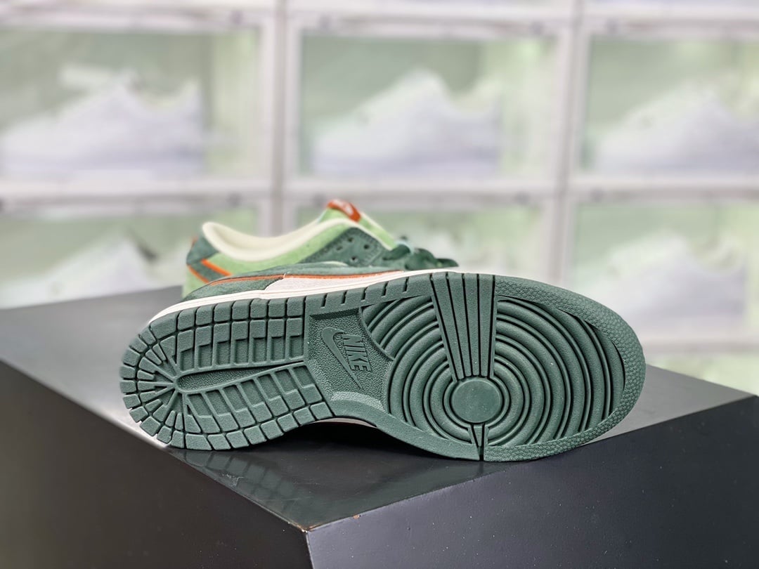 NK Dunk Low Camurça Marinho, Verde Escuro e Cinza Claro - Vista 4