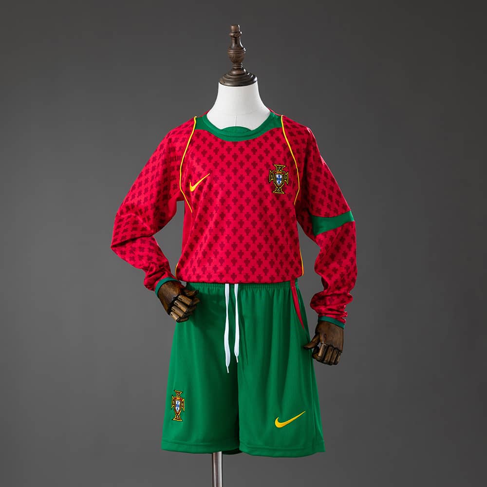 Camisola Principal Retro Portugal 2004 Manga Comprida Criança