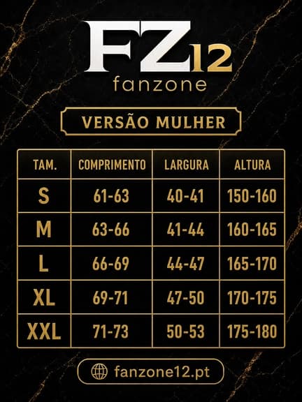 Tabela de medidas versão mulher